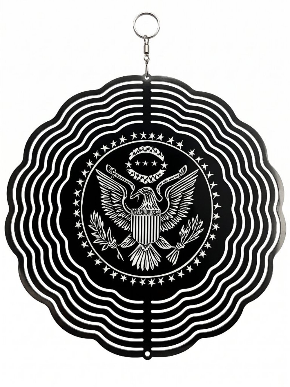 10" Presidential Seal Eagle Kinetic Wind Spinner - Black Metal Yard Decor